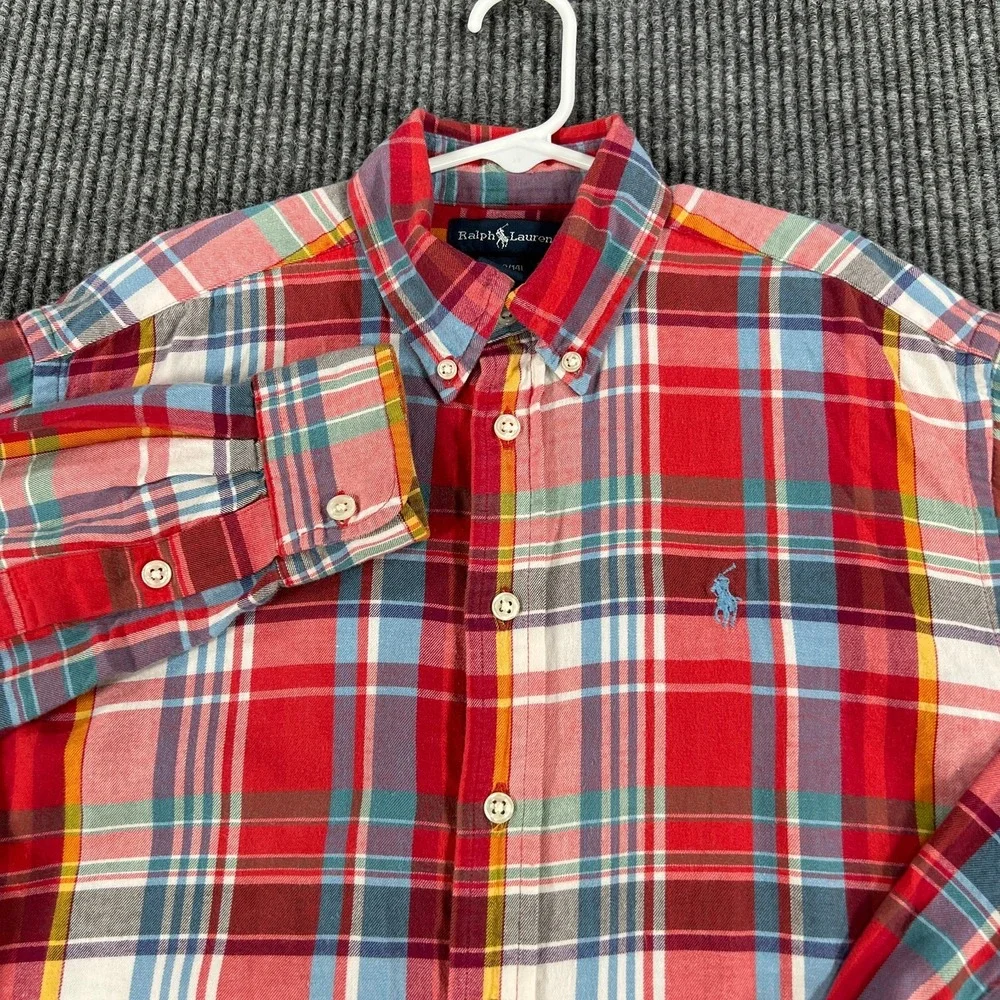 Ralph Lauren Shirt Boys Medium Red Plaid Long Sleeve Button Down School Casual